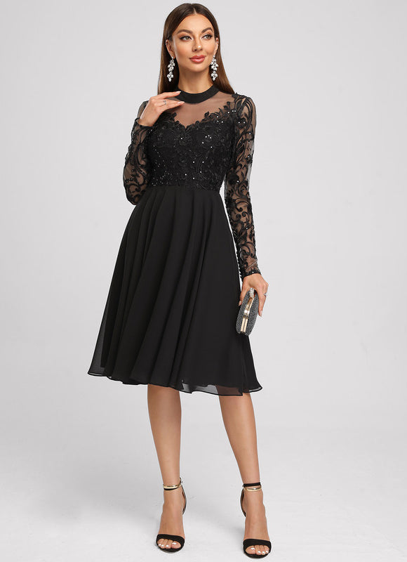 Robe Cocktail Mariage Manche Longue - gallery 2
