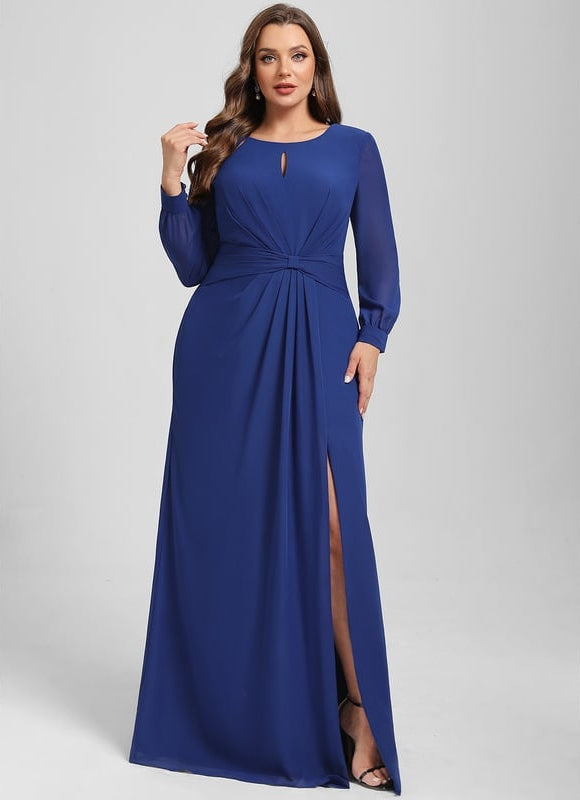 Robe Manche Longue Fluide Fendue - gallery 8