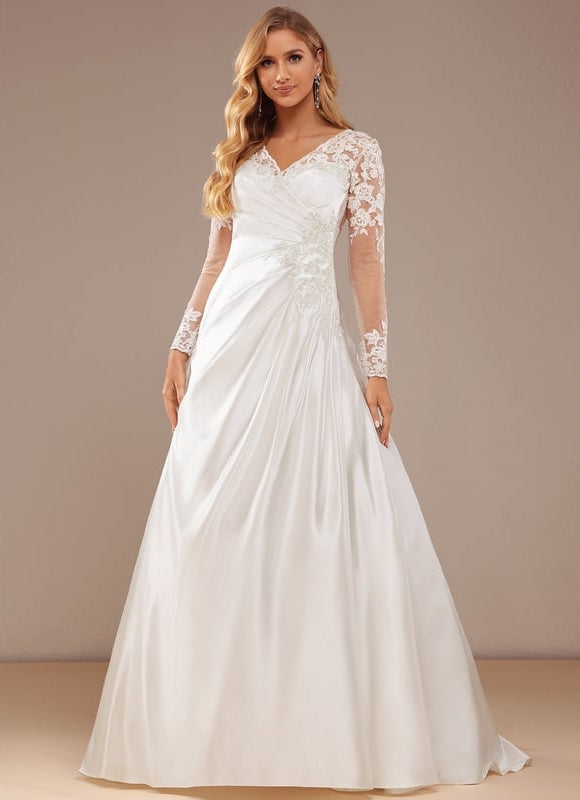 Robe Manche Longue Satinée Élégante - gallery 4