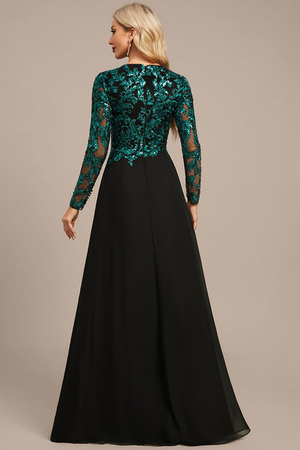 Robe Manche Longue Longue Émeraude Élégante - gallery 6