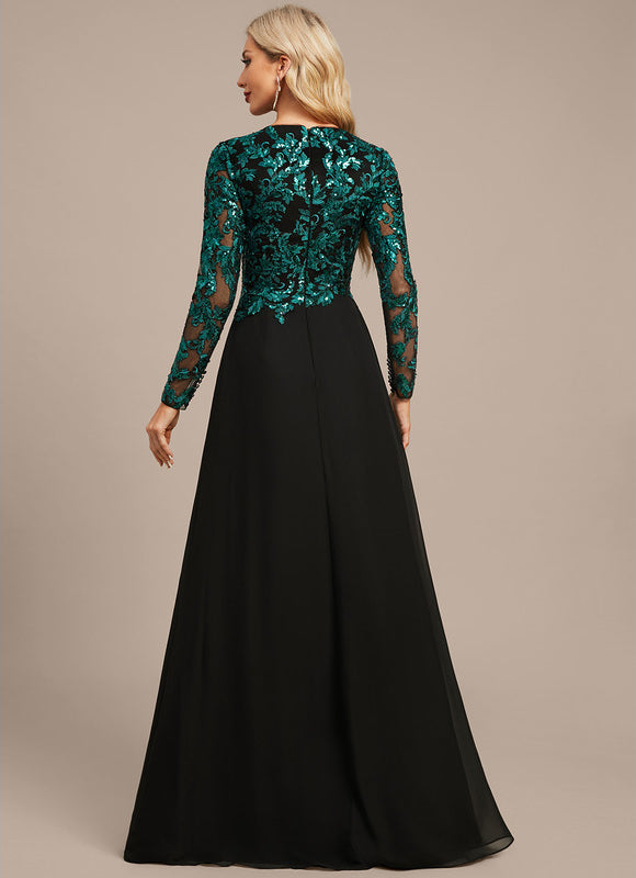Robe Manche Longue Longue Émeraude Élégante - gallery 6