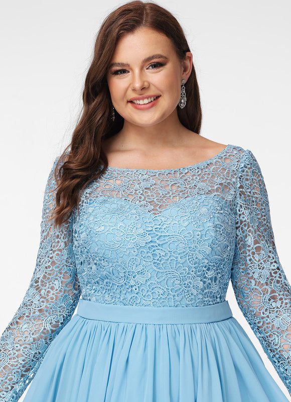 Robe Manche Longue Bleu Ciel Dentelle - gallery 9