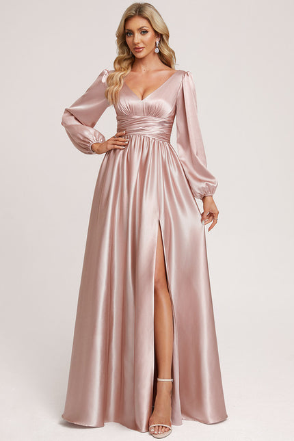Robe Longue Satin Manche Longue