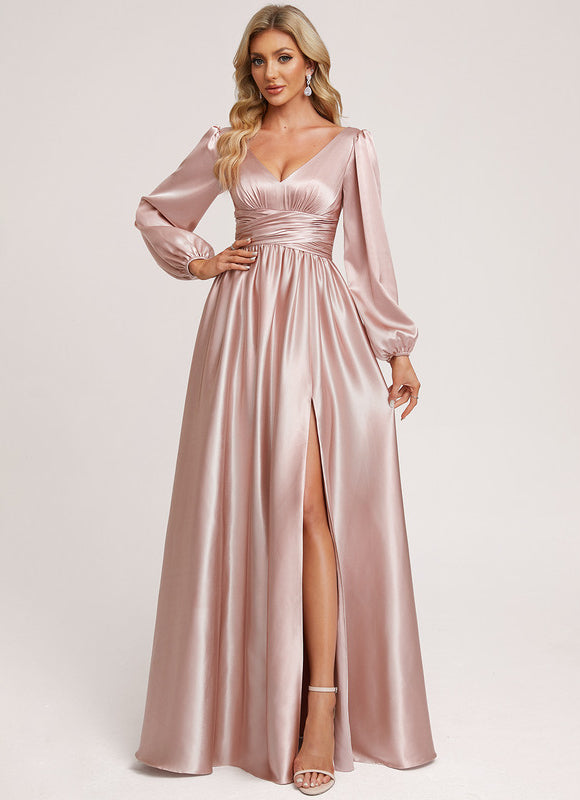 Robe Longue Satin Manche Longue
