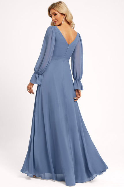 Robe Manche Longue Longue Rose Volants - gallery 1