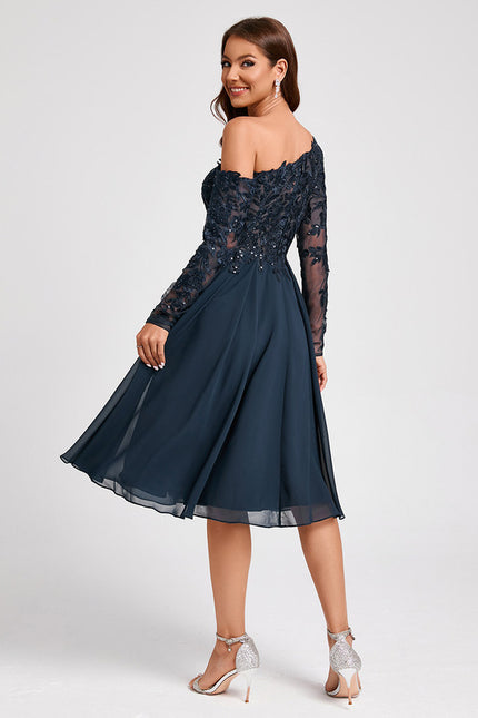 Robe Manche Longue Asymétrique Dentelle - gallery 1