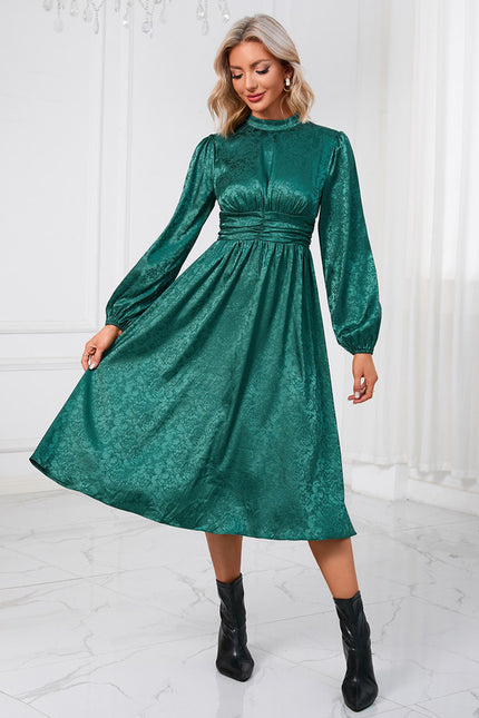 Robe Manche Longue Trapèze Satinée - gallery 5