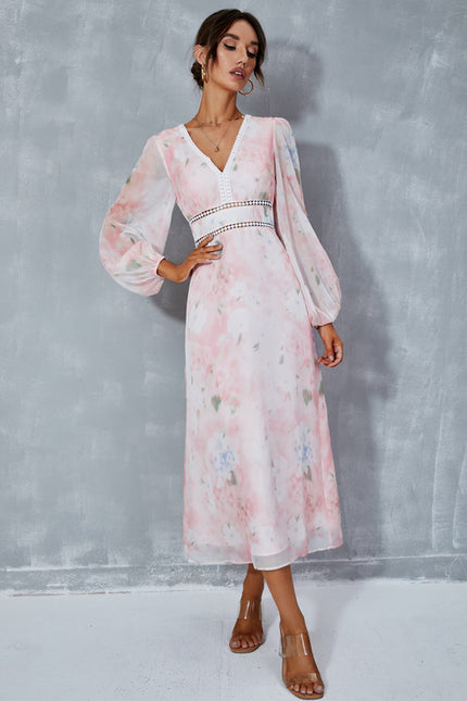 Robe Manche Longue Fleurie Fluide - gallery 4
