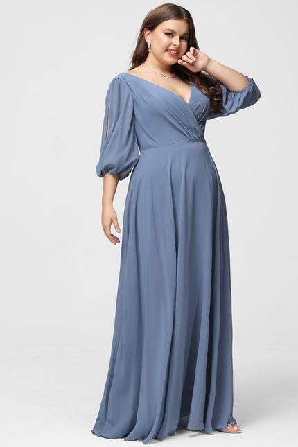 Robe Manche Longue Longue Rose Volants - gallery 9