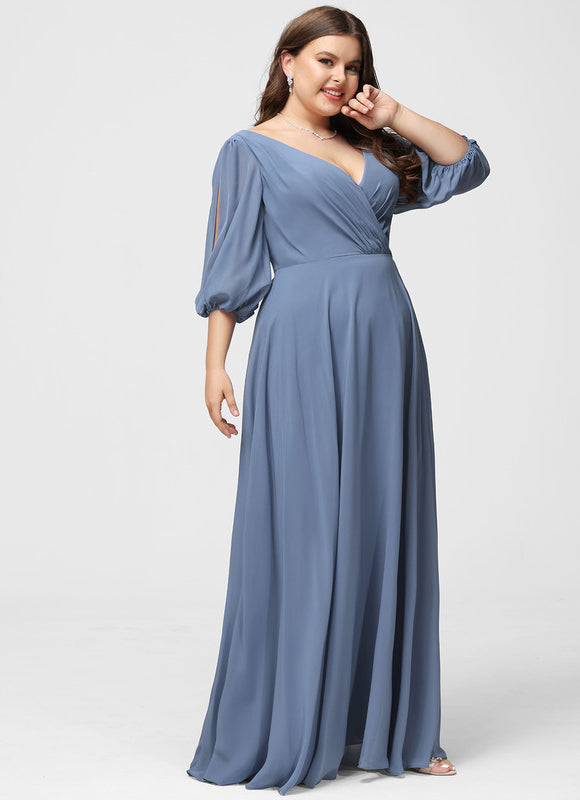 Robe Manche Longue Longue Rose Volants - gallery 9