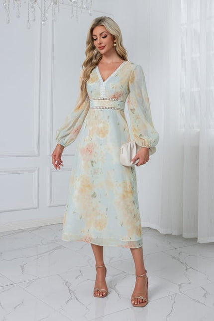 Robe Manche Longue Fleurie Fluide - gallery 8