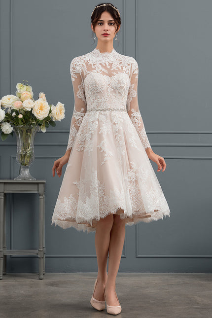 Robe Manche Longue Rétro En Tulle - gallery 3