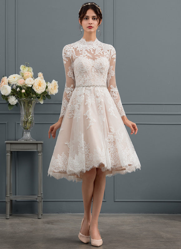 Robe Manche Longue Rétro En Tulle - gallery 3