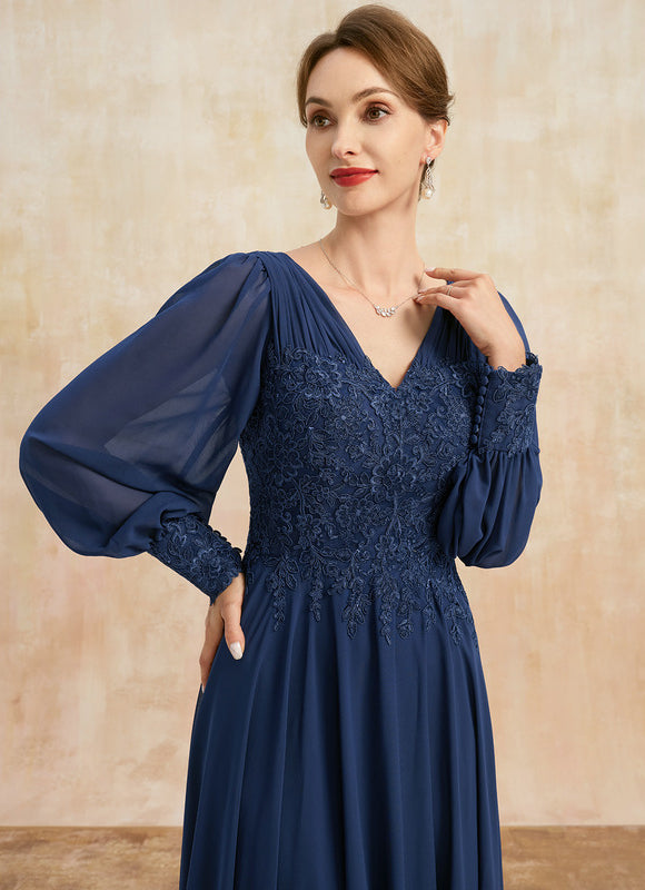 Robe Manche Longue Longue Fluide Bleu - gallery 2