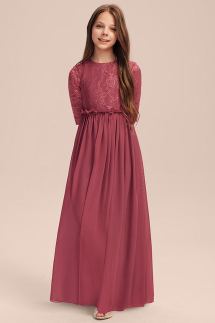 Robe Demoiselle D'Honneur Rose Manche Longue