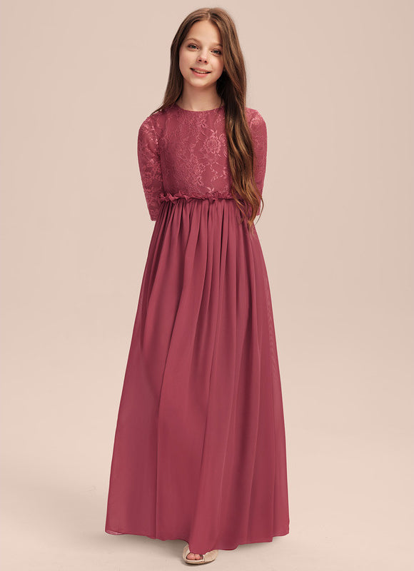 Robe Demoiselle D'Honneur Rose Manche Longue