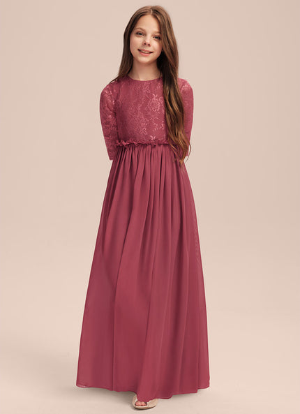 Robe Demoiselle D'Honneur Rose Manche Longue