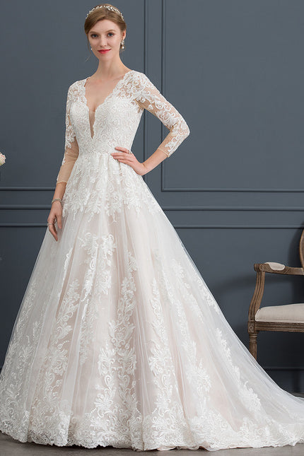 Robe Manche Longue Élégante En Tulle - gallery 7