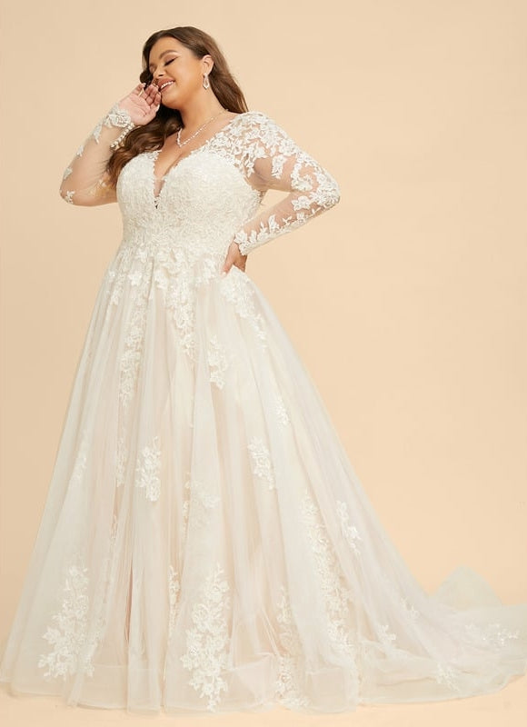 Robe Manche Longue Princesse Tulle Floral - gallery 6