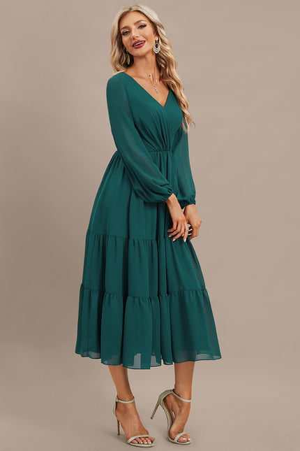 Robe Manche Longue Vaporeuse Émeraude - gallery 2