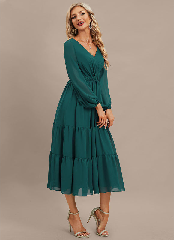 Robe Manche Longue Vaporeuse Émeraude - gallery 2