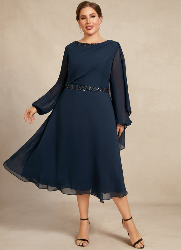 Robe Manche Longue Fluide Nuit - gallery 7