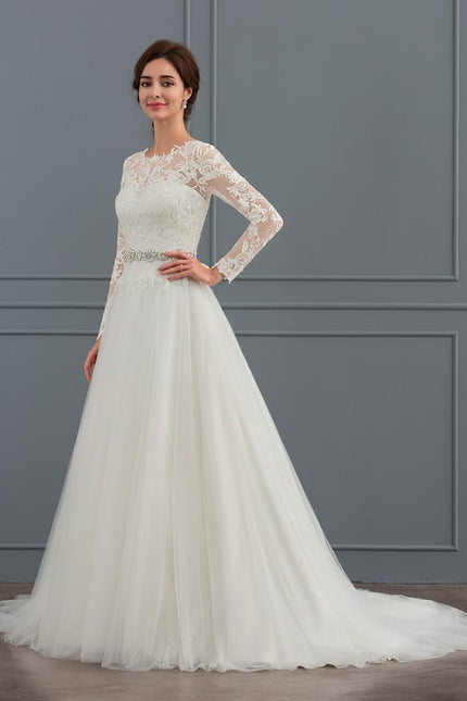 Robe Manche Longue Tulle Florale - gallery 1
