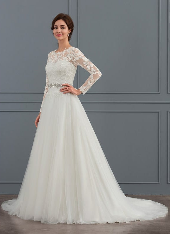 Robe Manche Longue Tulle Florale - gallery 1
