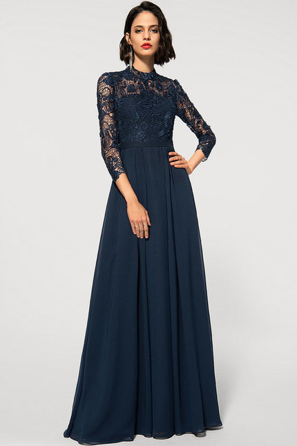 Robe Soirée Manche Longue Femme Voilée - gallery 4