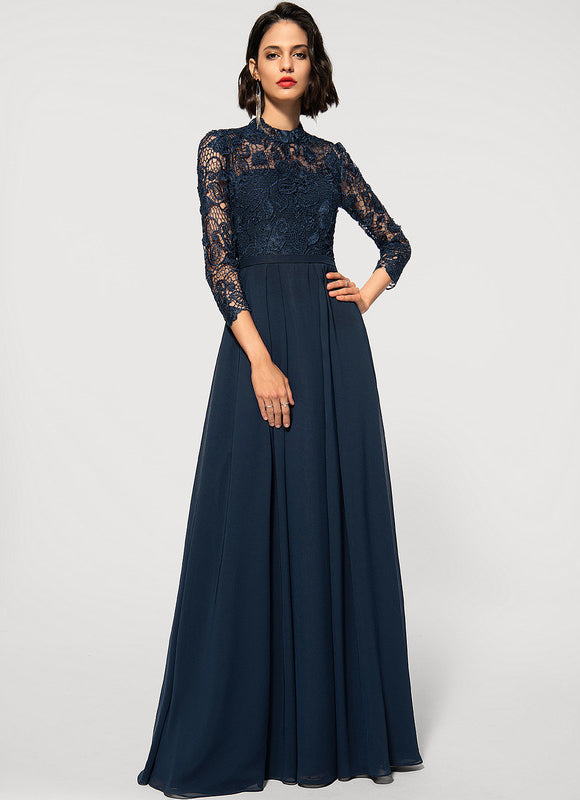 Robe Soirée Manche Longue Femme Voilée - gallery 4