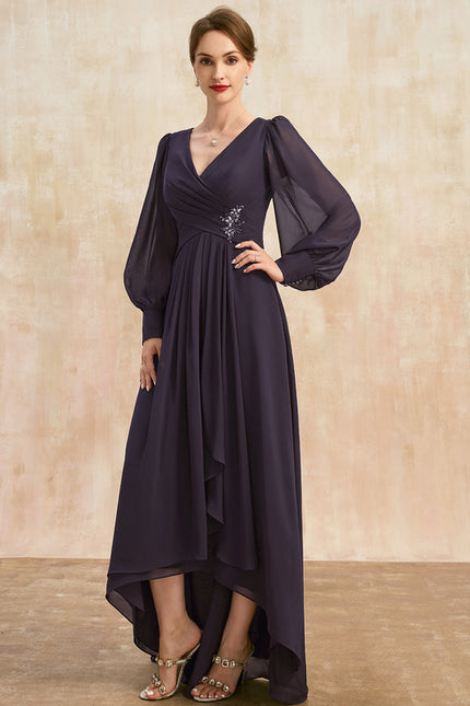 Robe Manche Longue Asymétrique Satinée - gallery 3
