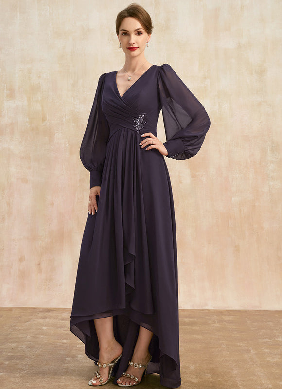 Robe Manche Longue Asymétrique Satinée - gallery 3