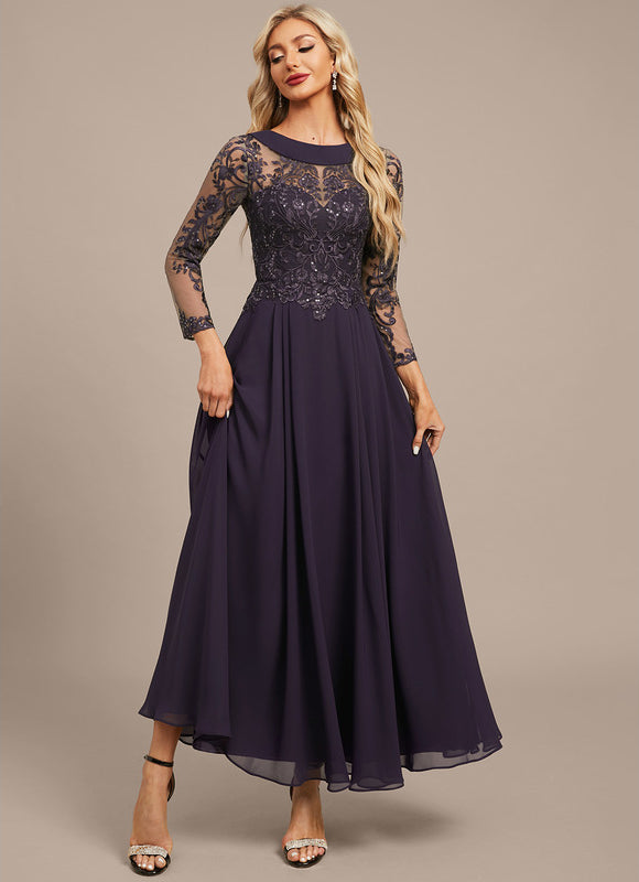 Robe Manche Longue Soirée Violette Élégante - gallery 5