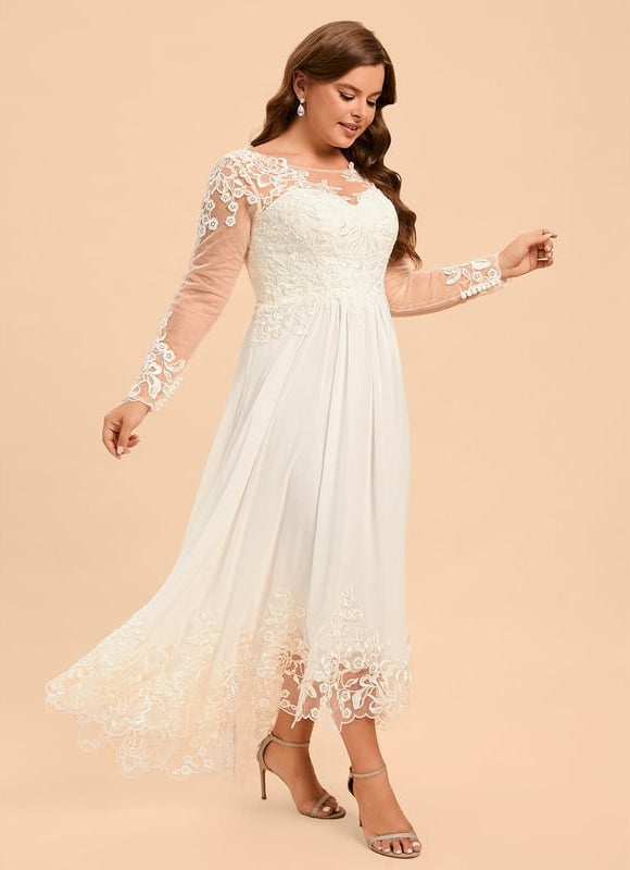 Robe Manche Longue Nuptiale Transparente - gallery 9
