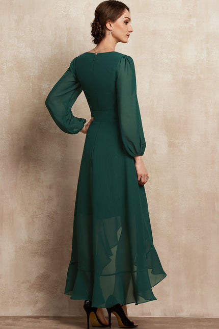 Robe Manche Longue Fluide Vert Émeraude - gallery 1
