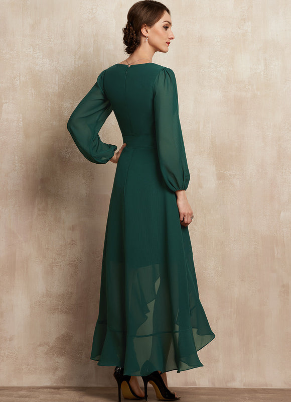 Robe Manche Longue Fluide Vert Émeraude - gallery 1