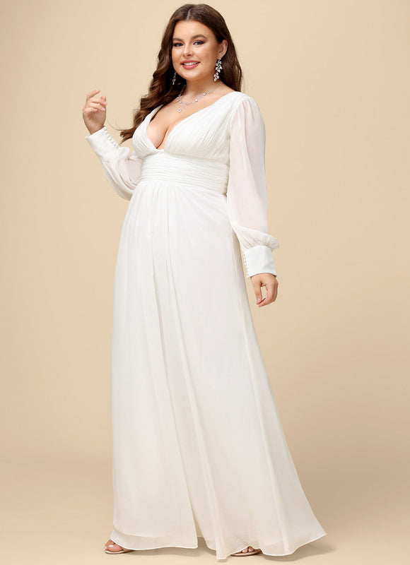 Robe De Soirée Blanche Manche Longue - gallery 7
