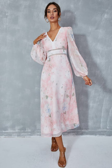 Robe Manche Longue Fleurie Fluide - gallery 2