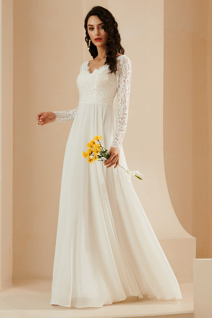Robe Manche Longue Évasée Dentelle - gallery 3