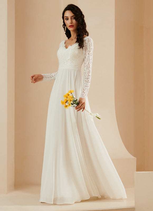 Robe Manche Longue Évasée Dentelle - gallery 3